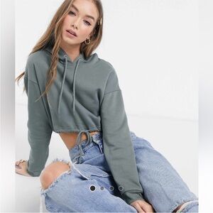 Women's Cropped Hoodie in Green